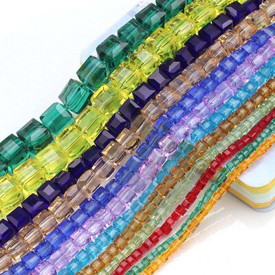 3mm 4mm 6mm 8mm 10mm Cube Square Faceted Czech Crystal Glass