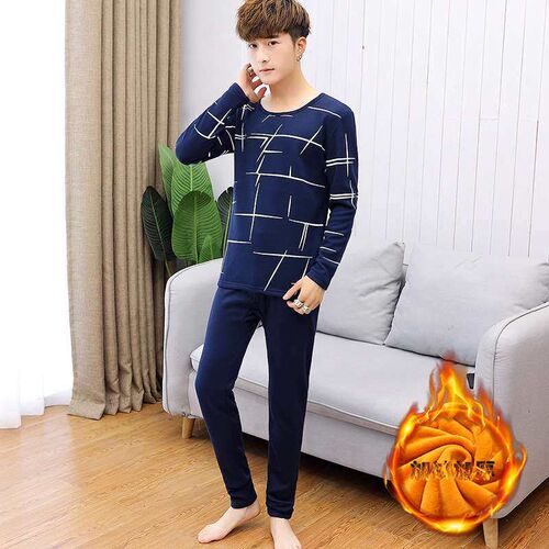 Winter thermal underwear suit mens round neck thickening an