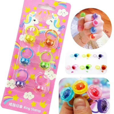 6pcs Self Inking Sealing Girl Favors Diamond Rings Ink Pad C