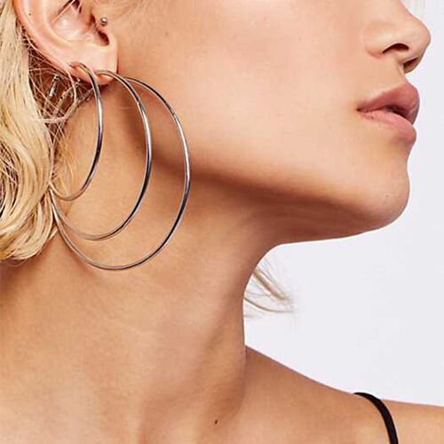 1Pair Stainless Steel Simple Classic Round Circle Hoop Earri