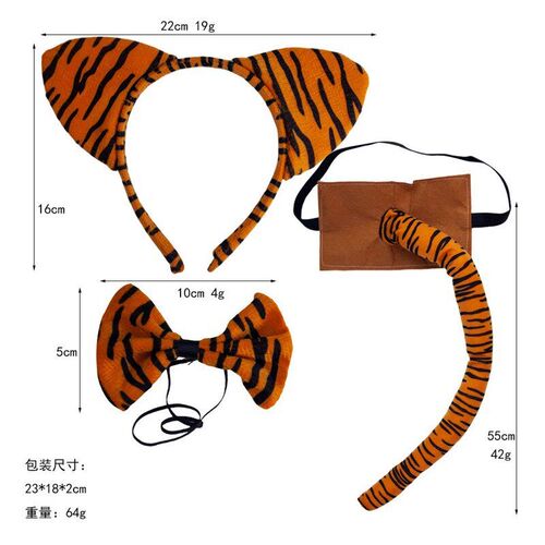 Tiger Ear Headband Halloween Headgear Cute Cartoon 3Piece Se