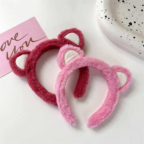 Strawberry Bear Plush Hairband Womens Autumn and Winter Fac