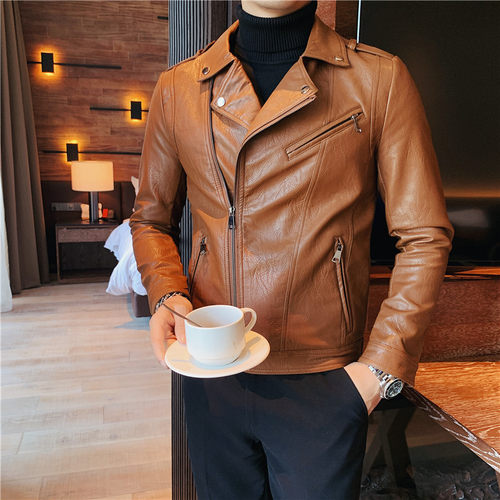 High Autumn Winter Fashion 2022 Diagonal Zipper Pu Leather J