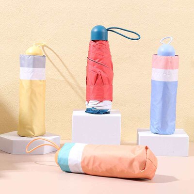 Five Fold Capsule Umbrella Black Glue Sun Protection Sunshad