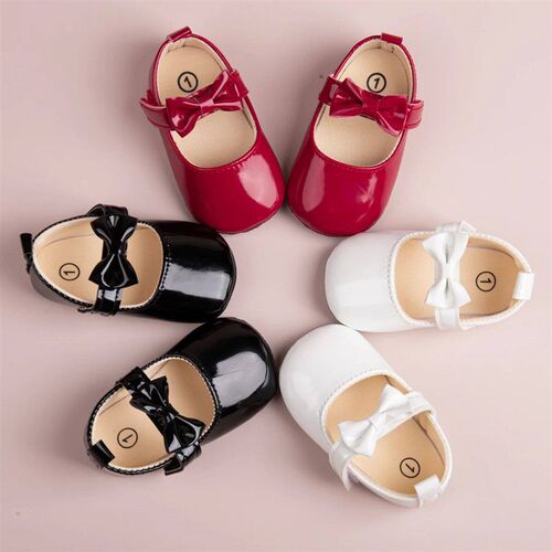 KIDSUN Newborn Baby Shoes Infant Girls Shoes PU Anti-slip Bo