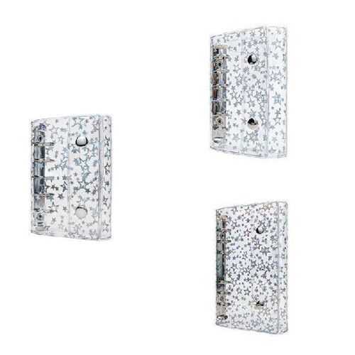 Budget Binder Cover Clear PVC 6 Ring Binder Glitter Star