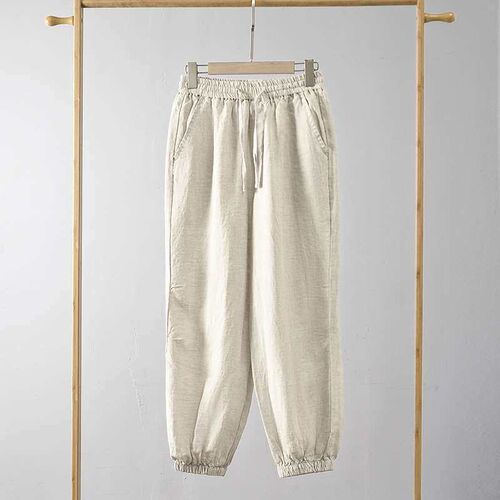 Spring New Linen Pants Mens Linen Ankle-length Pants Youth
