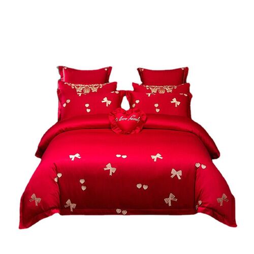 Wedding bed supplies four-piece simple embroidery cotton emb