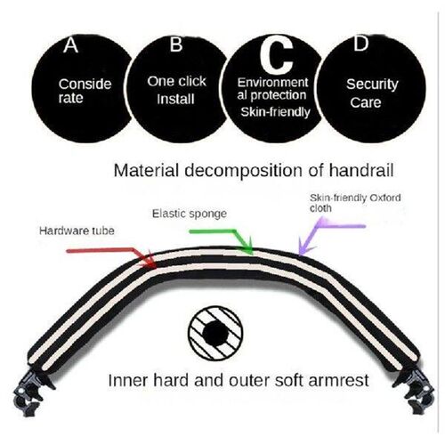 Black Removable Armrest Bumper Pushchairs Front Armrest