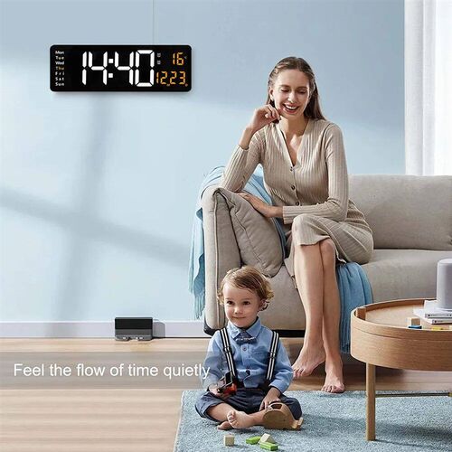 Wall-mounted Digital Wall Clock with Adapter Remote Control