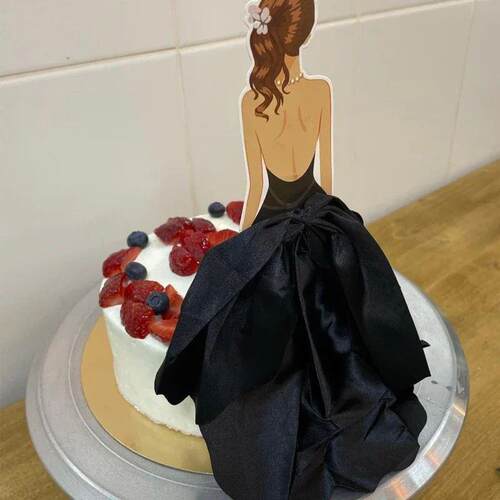Back Silk Gauze Skirt Happy Mothers Day Cake Topper Girl Bir