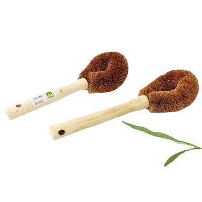 Natural Household Coconut Fiber Pot Brush with Wooden Handle