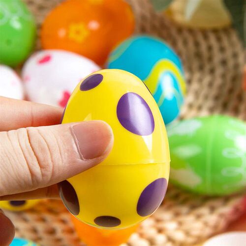 12/24pcs Easter Fillable Opening Egg Plastic Easter Eggs Dec
