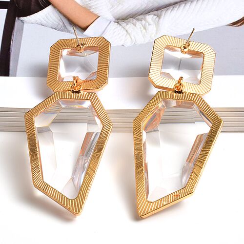 Wholesale High-Quality Clear Pure Resin Drop Earrings Statem