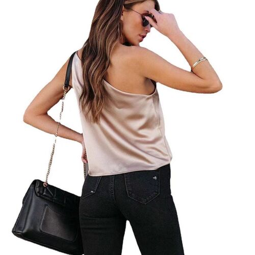 2025 Elegant mmuter Satin Shirt Loose Casual Shoulder Sling