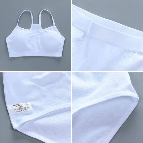 Girls Bra Set Puberty Girl Thin Cotton Bras And Underwear Tw