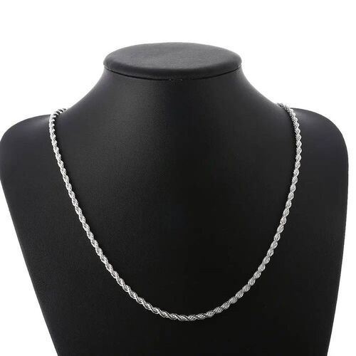 high quality silver color 4MM women men chain male twisted r