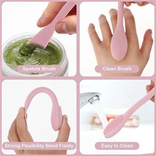 1PC Double Headed Silicone Face Cleansing Scrubber Brush Fac
