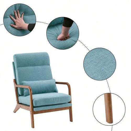 Solid Wood Accent Chair Single Sofa Upholstered Lounge Armch