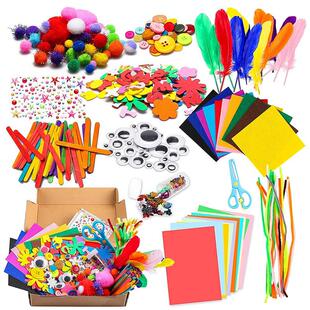 Colorful Plush Sticks Wool Pompoms Maials Kids DIY Montessor