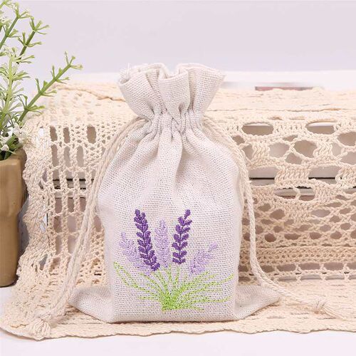 imitatoon linen embroidery canvas bag lavender storage draws