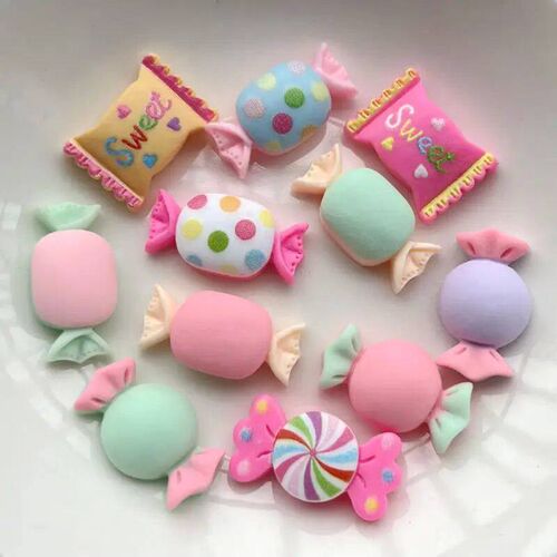 10pcs Mixed Kawai candy resin flat back holiday party decora