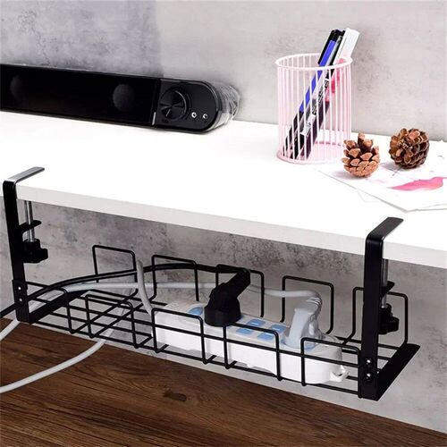 Undertable Storage Rak Metal Cable Tray Computer Desk Wire O