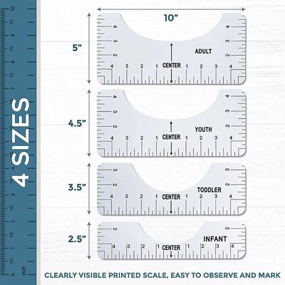 4-in-1 Round T-Shirt Neck Measurement Tools PVC Alignment Ru
