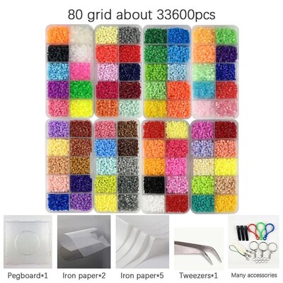 2.6mm Mini Hama Beads 80Colors kits perler PUPOU Beads Tool