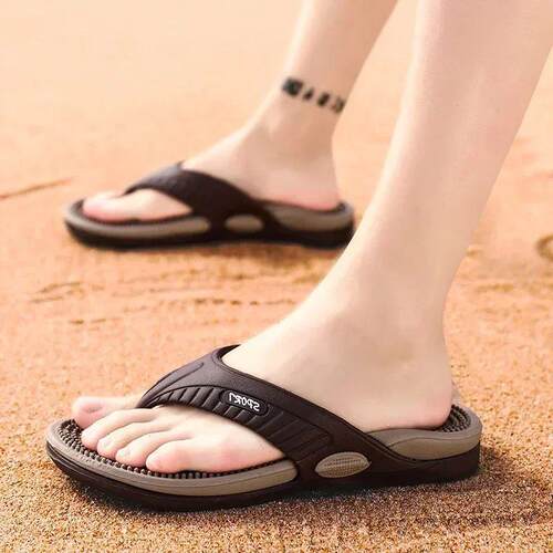 Massage Flip Flops for Men Summer Breathable Beach Shoes San