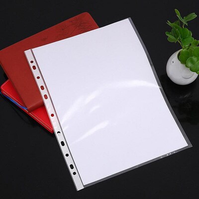 100pcs 11 holes Transparent Plastic Punched File Folders for