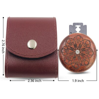 Wooden bread knife with razor cutter with storage bag, round