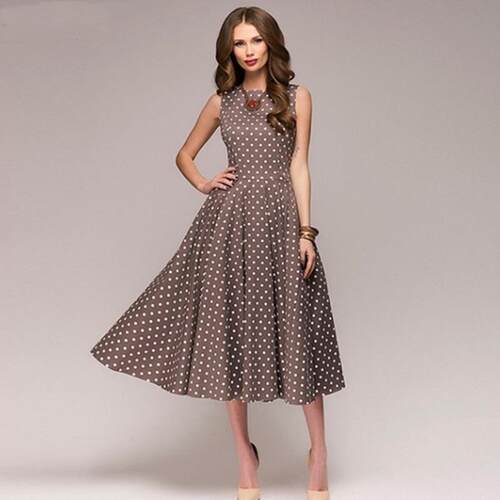 New Vintage Polka Dot Swing Party Dresses Summer Lady Sleeve