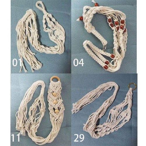 white cotton handmade macrame plant wall hanger flower pot