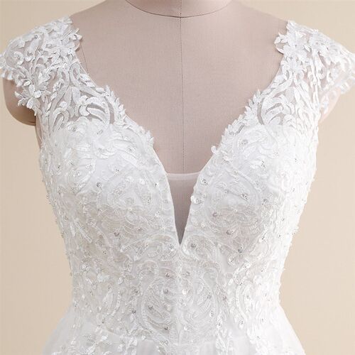 Amazing Wedding Dress Plus Size New Arrival V neck Cap Sleev