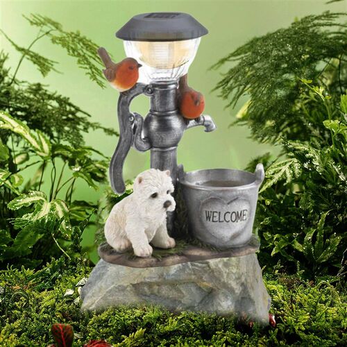 Resin Solar Light Cat Dog Rabbit Garden Statues Ornament Min