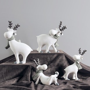 小麋鹿小物件玄关可爱个性高级感屋内桌面展柜房间门厅装饰品摆件