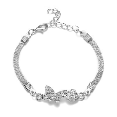 Luxury Exquisite Silver Plated Butterfly Bracelet For Women