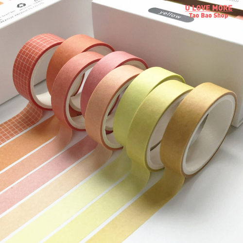 8pcs/set Retro Solid Color Basic Decoration Washi Tap design