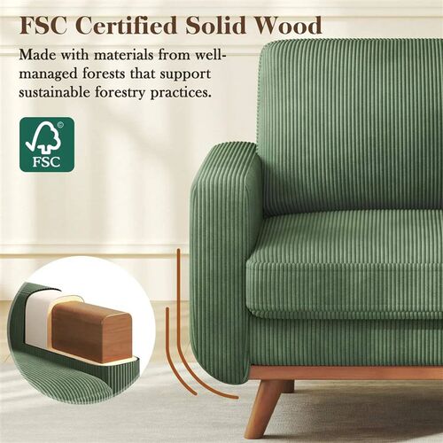 38.5  Accent Chair Green, Comfy Corduroy Single Sofa Seat wi