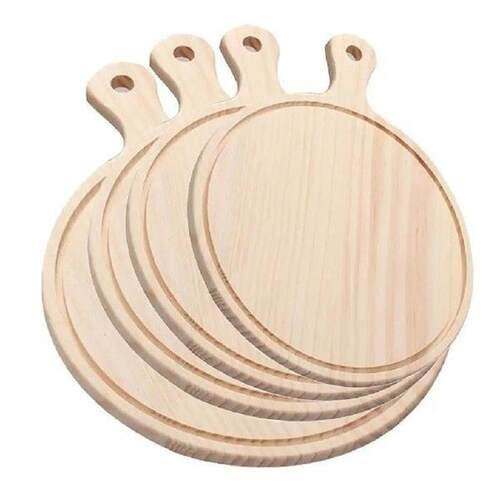 Round Wooden Board Kitchen Pizza Bread Plate Serving Tray