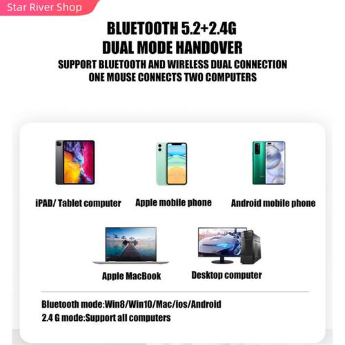 Bluetooth Wireless With USB Rechargeable  RGB Mouse BT5.2 Fo