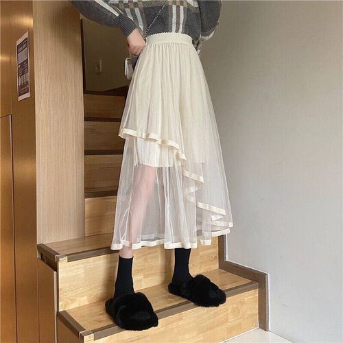 Spring new style cake dress mesh skirt irregular stitching p
