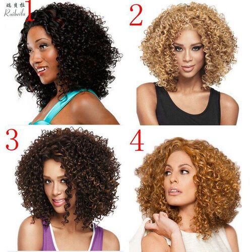 African Black Small Curly Wig Women Wig Head ver