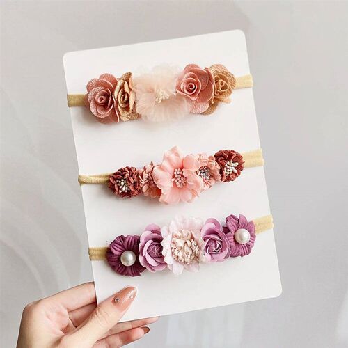 3/4PCS Artificial Flower Headband Set for Baby Girls Floral