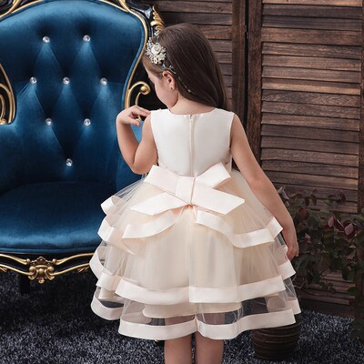 2018 Kids Elegant Pearl Cake Princess Dress Girls Dresses Fo