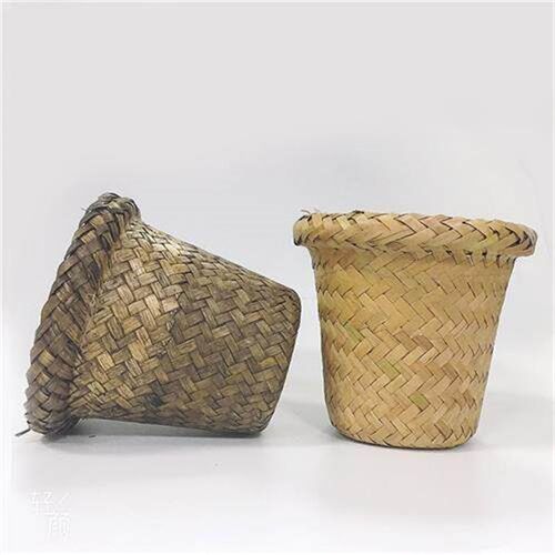 New Sea Grass Storage Basket Straw Garden Flower Pot跨境