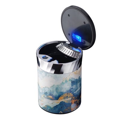 Car Ashtray with Lid Portable Ash Tray车载烟灰缸便携Blue LED