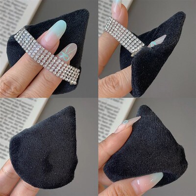 5pcs Crystal Flocked Triangle Powder Puffs Cosmetic Soft Tri