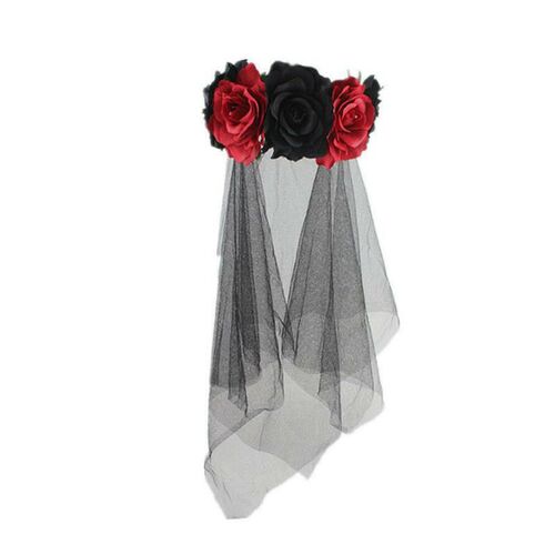 Halloween Day Of the Dead Headband Bride Veil Fancy Dress1